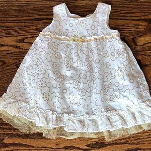 Girls white and gold floral party dress